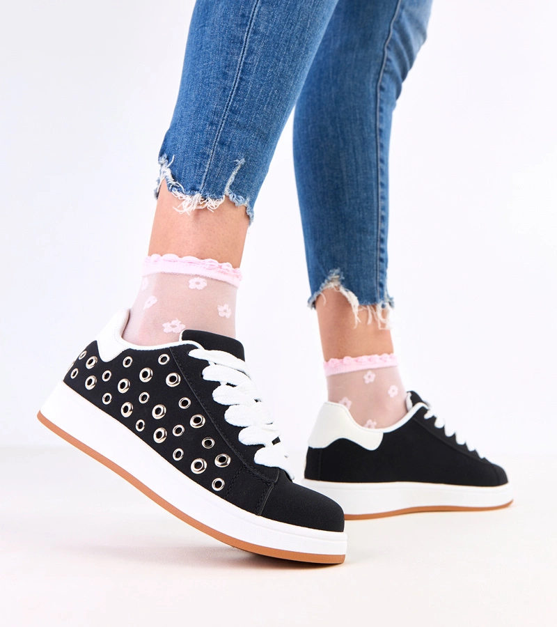 Adidași negri pe platformă cu ținte Adelis