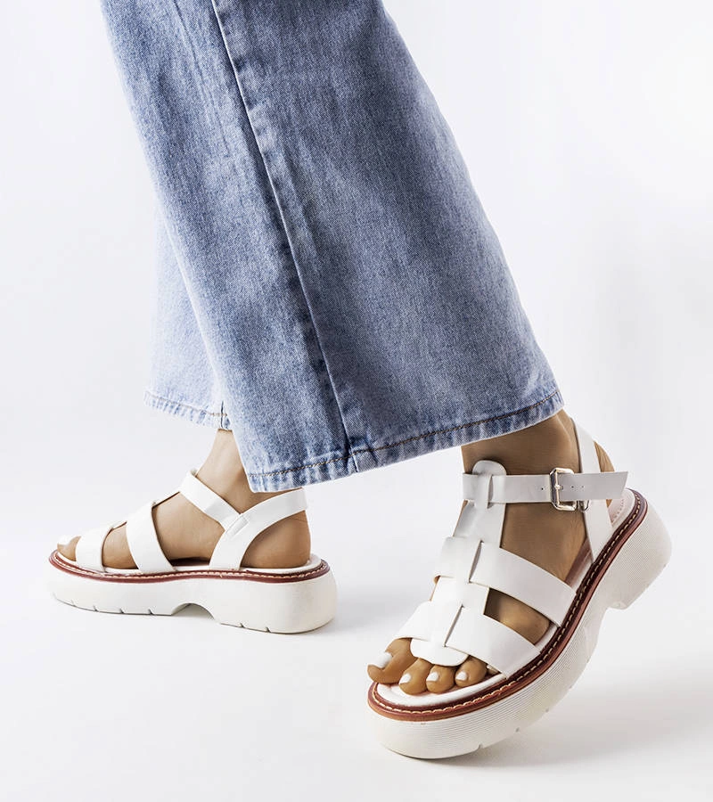 Sandale albe cu platformă Lola