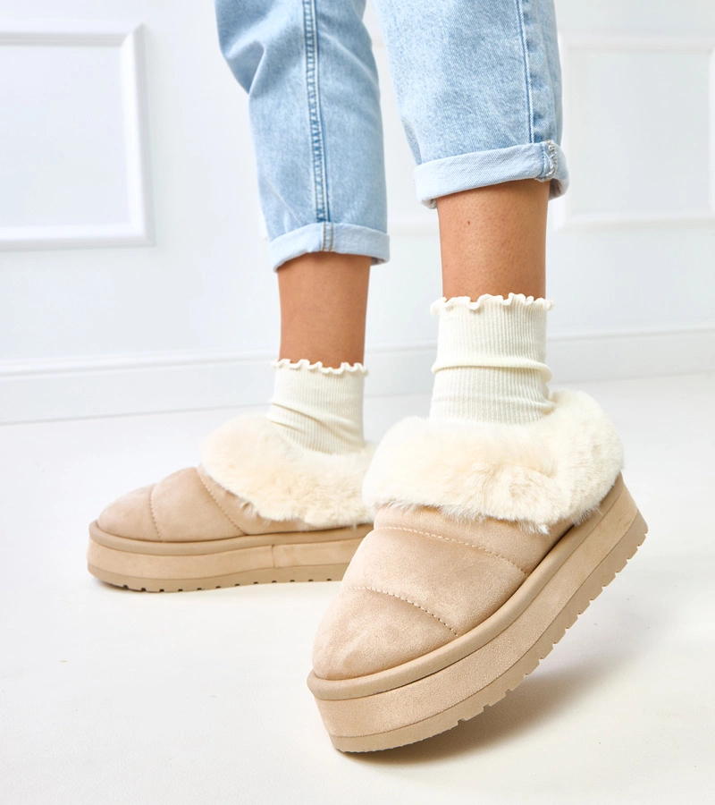 Cizme scurte bej îmblănite Almeida