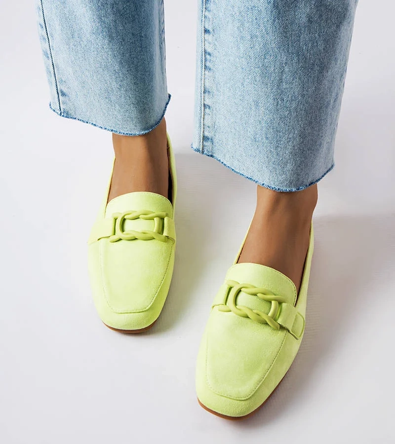 Mocasini verzi cu cataramă Alighiero