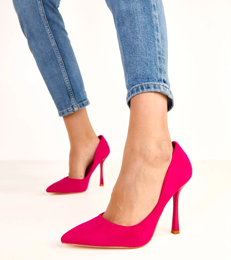 Pantofi stiletto roz din piele ecologică Alexa