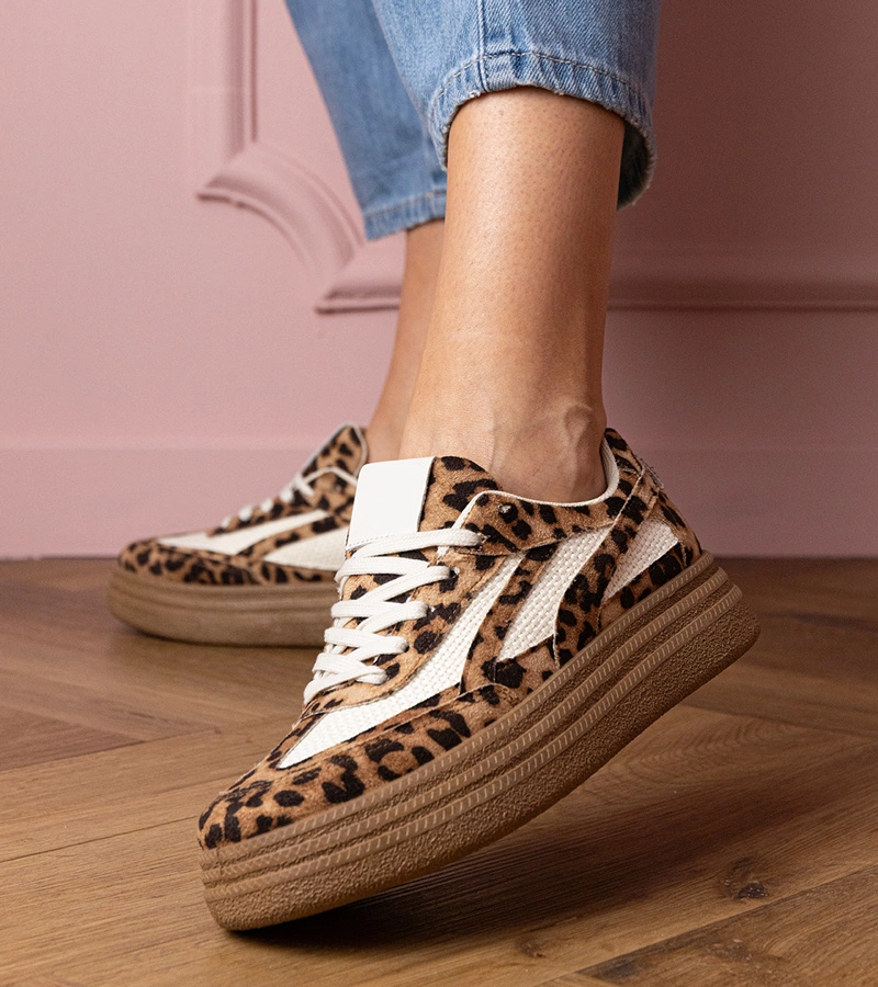 Adidași cu talpă groasă cu imprimeu de panteră Kamela