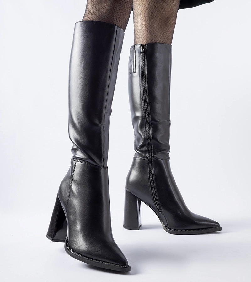 Cizme negre clasice cu toc Gustavo