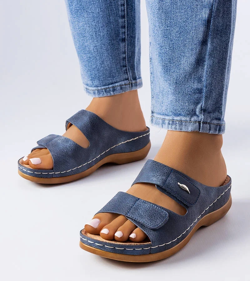 Șlapi cu toc jos Fréchette albastru