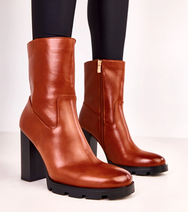 Botine maro de damă cu toc Wendora