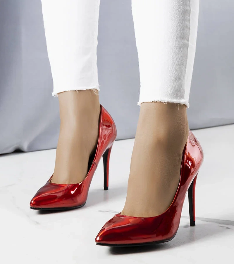 Pantofi stiletto Zayd lăcuiți roșu