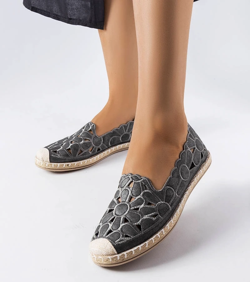 Espadrile Lamarre gri, ajurat