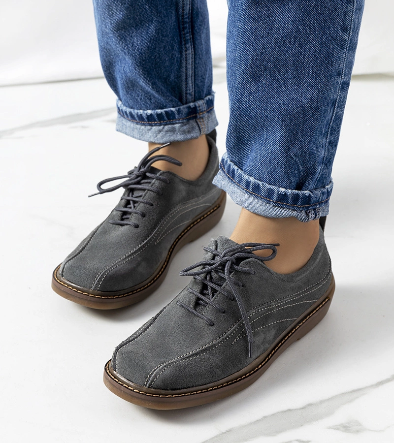 Pantofi de damă Morten din piele de culoare gri