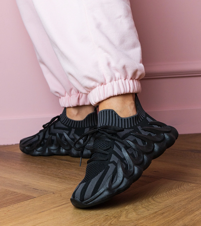 Adidași sport negri cu talpă masivă Kiyara