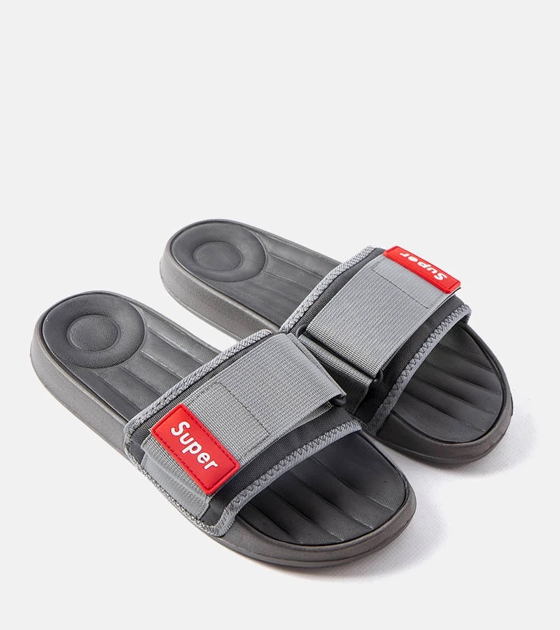 Șlapi de bărbați gri cu Velcro reglabil Alley