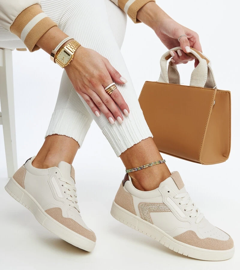 Sneakers bej cu sclipici Juwan