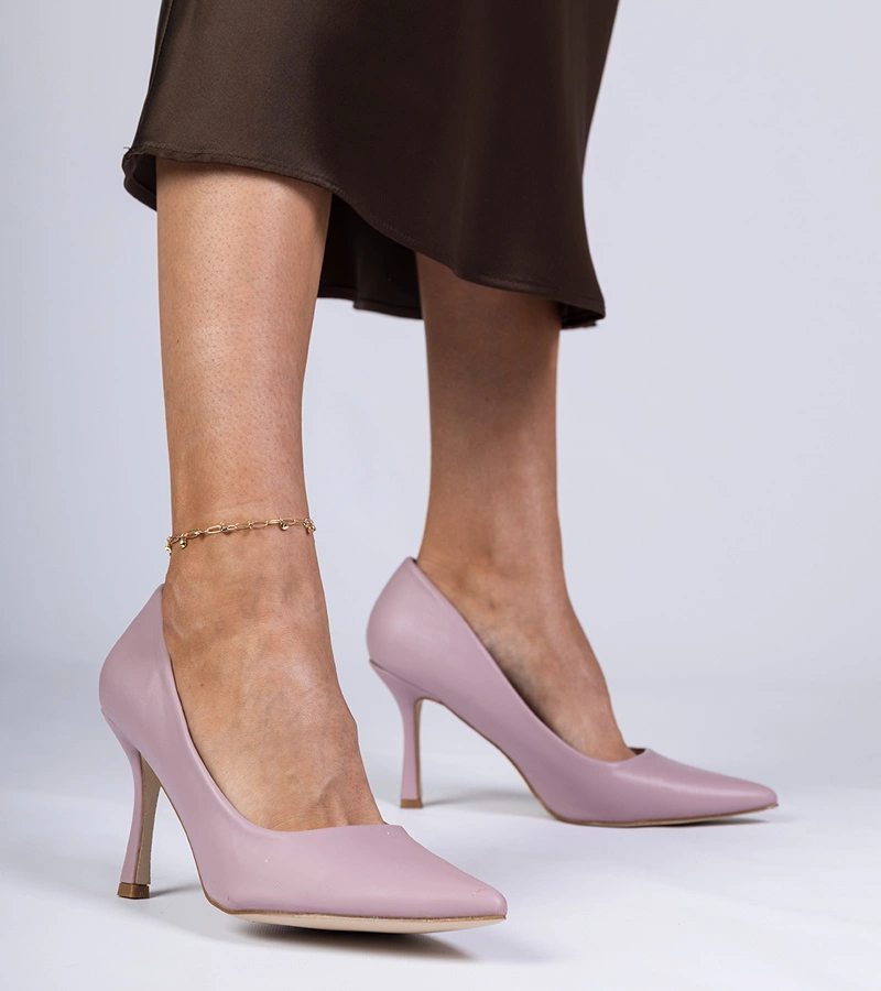 Pantofi clasici violet cu toc subțire din piele ecologică Kolly