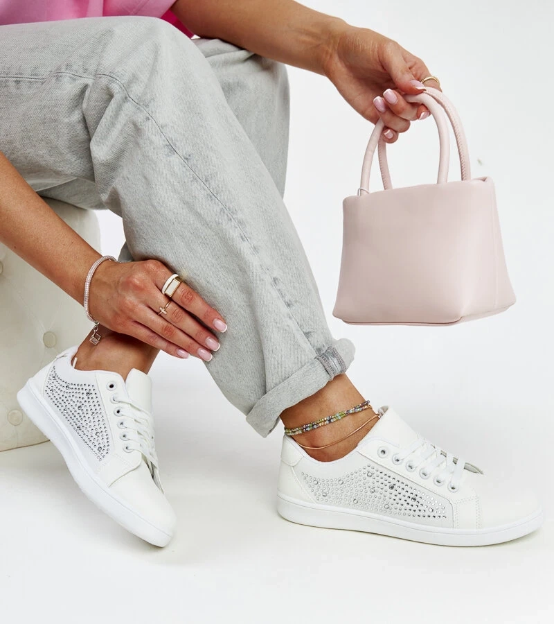 Adidași sportivi albi cu zirconii Gyenes