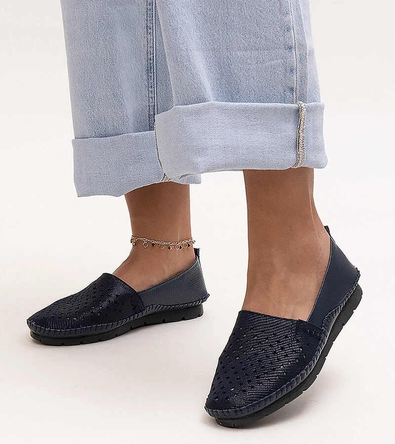 Pantofi de piele albastru închis Antonea