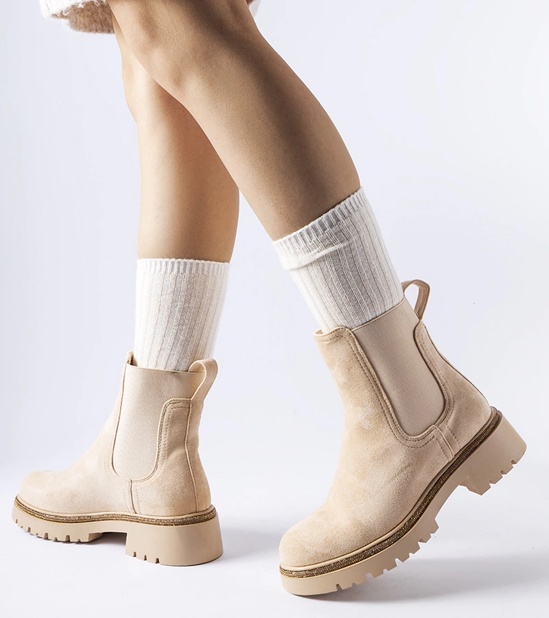 Botine călduroase bej cu cirkonii Taunton