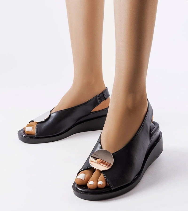 Sandale negre cu platformă Vinceza