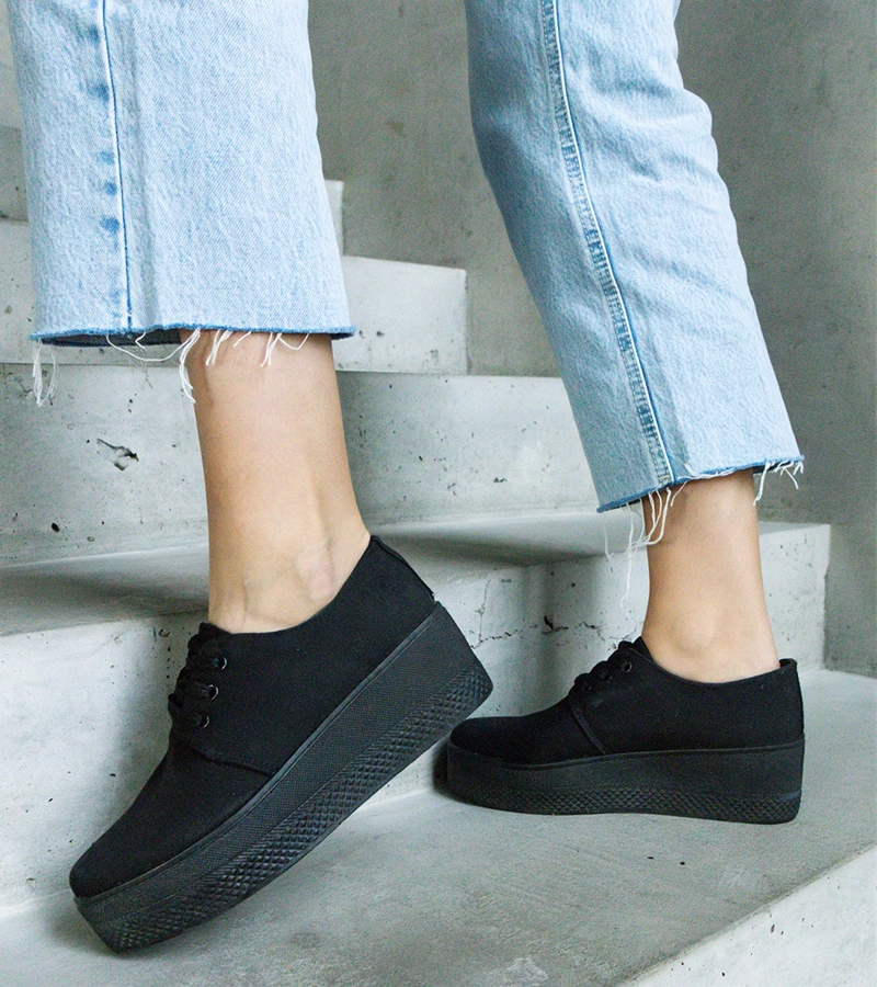 Pantofi negri cu platformă Lunde