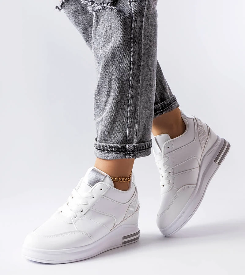 CinqMars adidași albi pe tocuri CinqMars