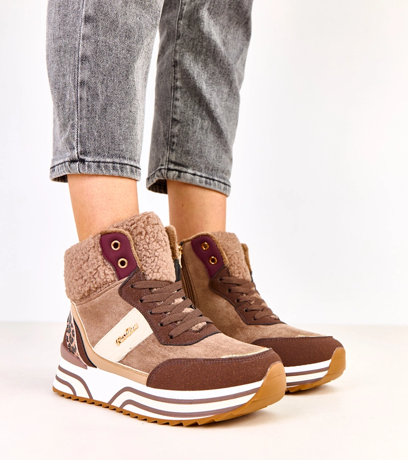 Adidași maro înalți îmblăniți Mirasen