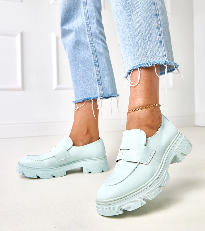 Mocasini damă albaștri din piele ecologică Kirna