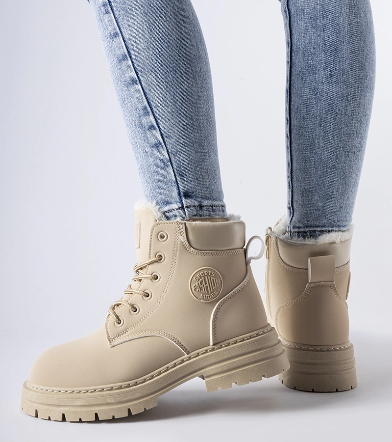 Cizme căptușite Deville în culoarea bej