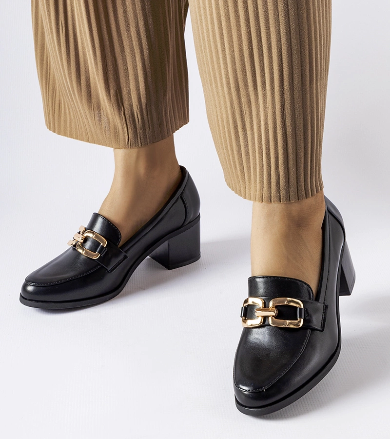 Mocasini clasici negri cu cataramă Artus