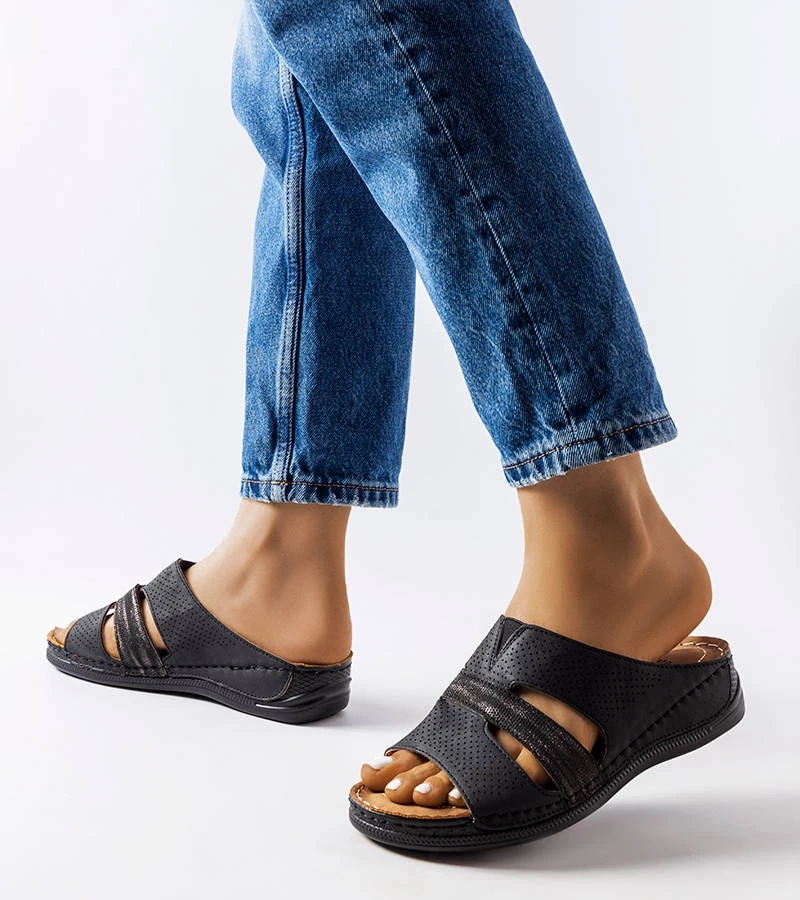 Flip-flops ușori negri pe platforme Olivia