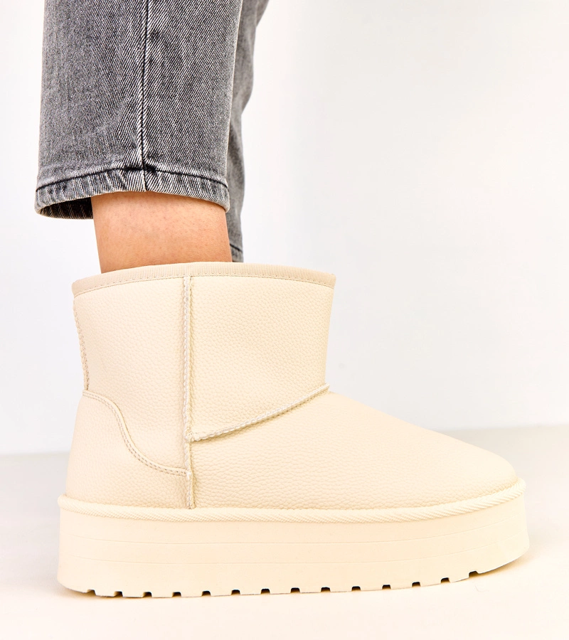 Cizme bej din piele ecologică Reinol pe platformă