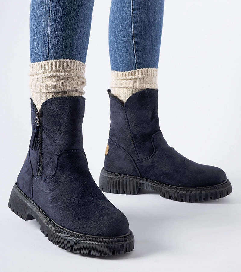 Cizme călduroase cu toc înalt de culoare grenadină