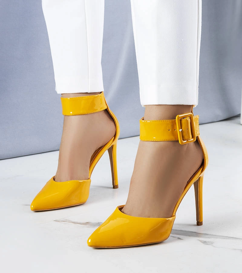 Pantofi stiletto Sonya lăcuiți portocalii