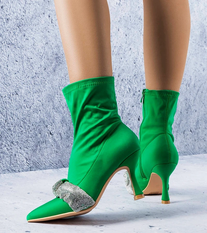 Cizme verzi cu zirconii Caisse
