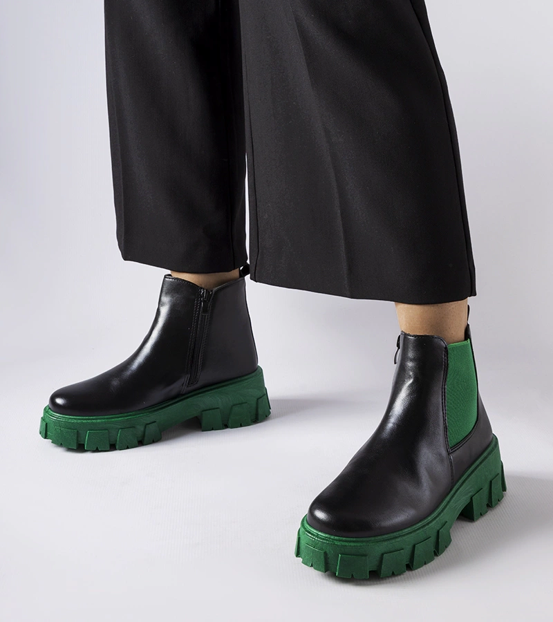 Cizme Petronio solide negre și verzi