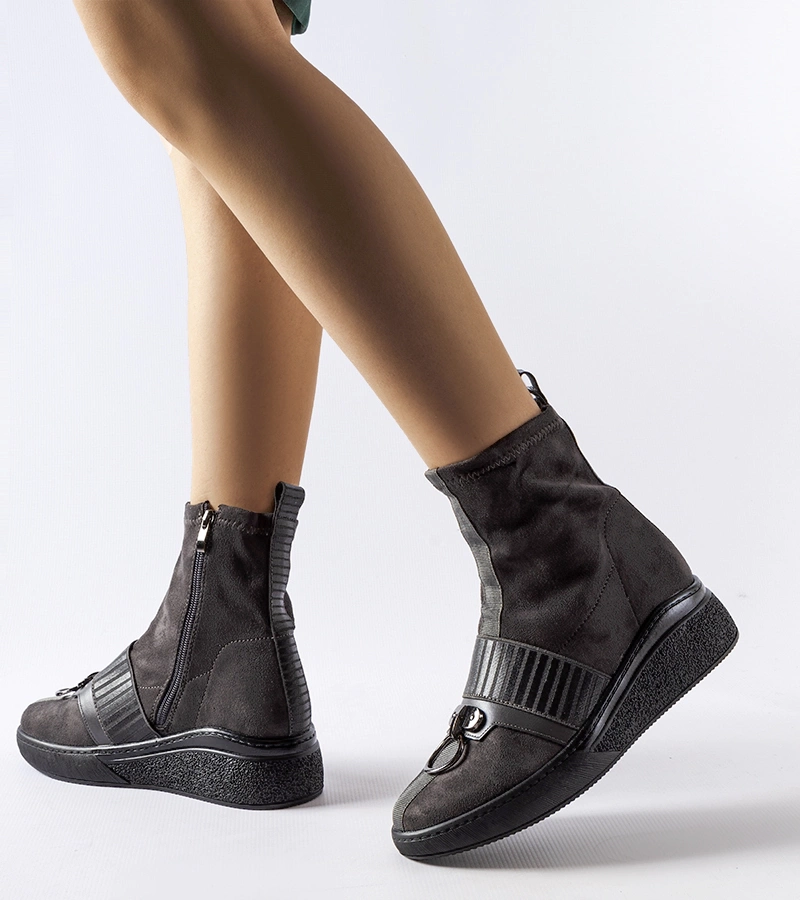 Botine gri cu ciorapi pe platforma Colonnata