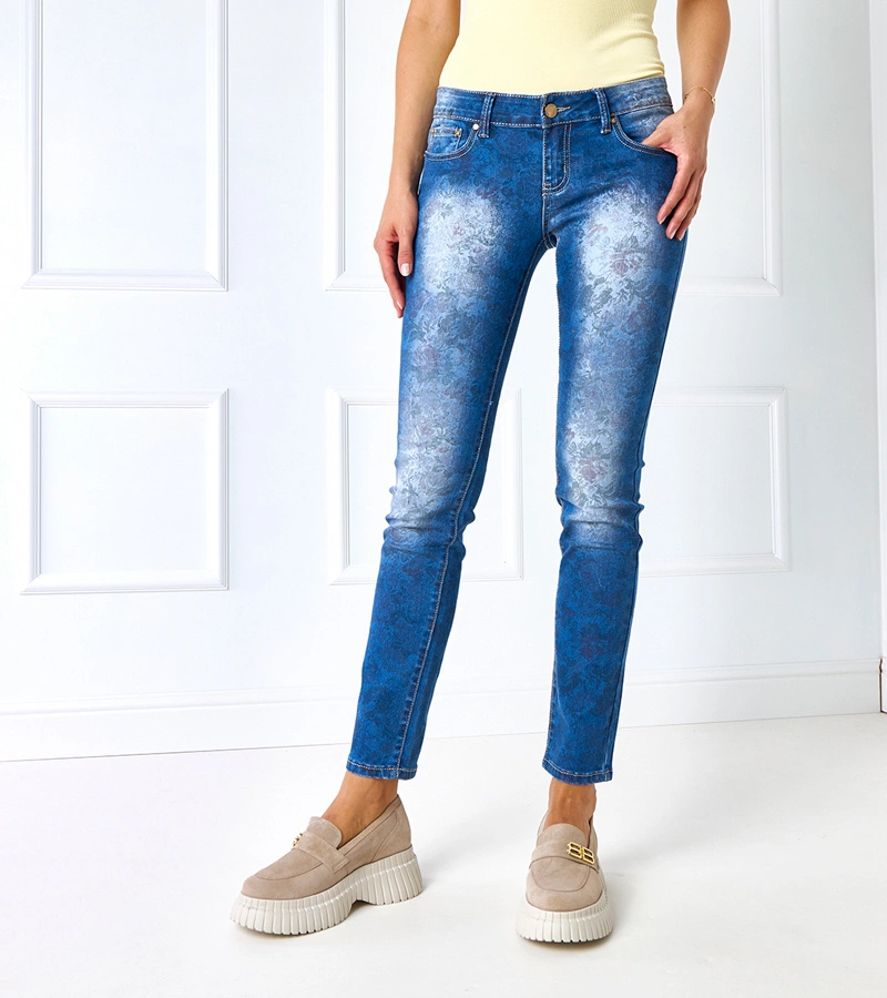 Pantaloni cu model multicolor pentru femei Doria RE-268 BLUE