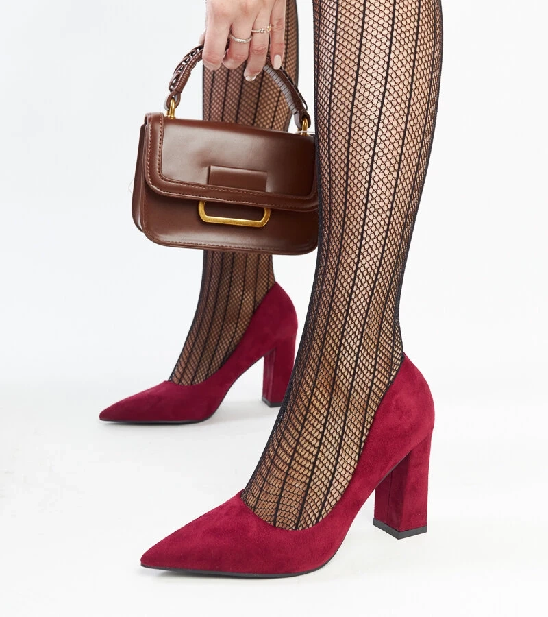 Pantofi Leea cu toc înalt, culoarea bordo