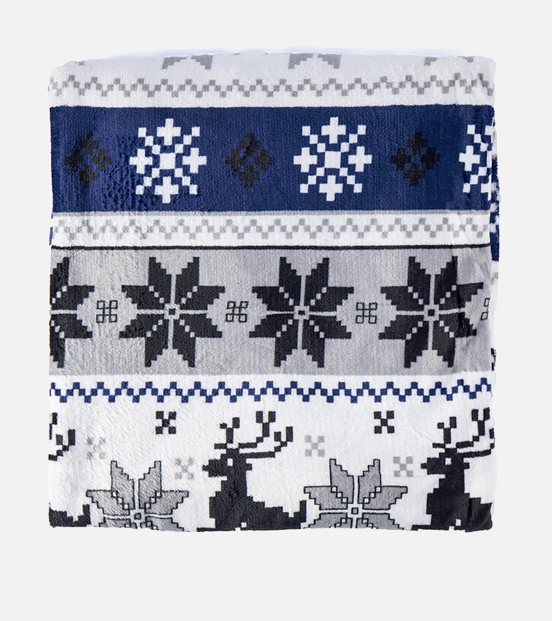 Pătură moale albastră cu modele de Crăciun Gisell