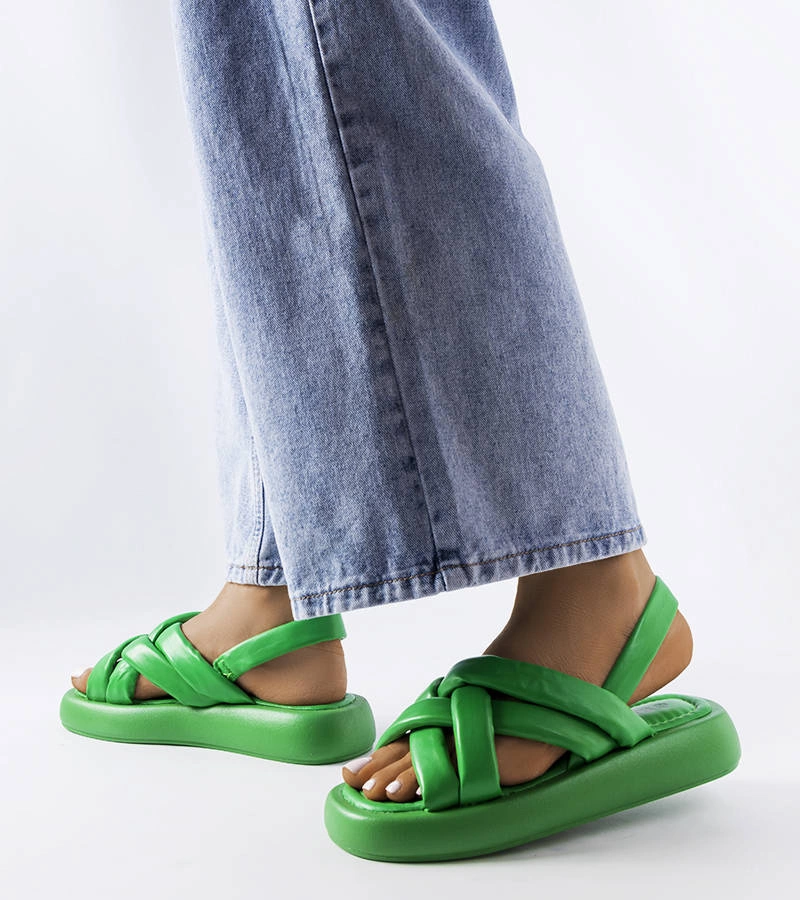 Șlapi cu platformă verde Primeau