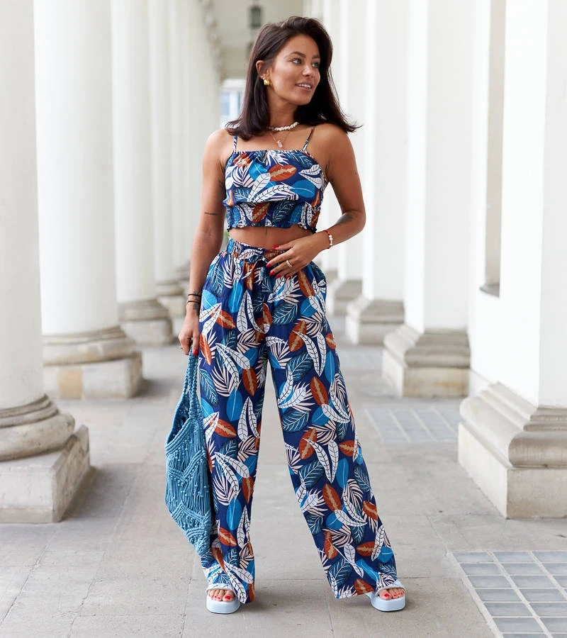 Set albastru cu top și pantaloni Litta