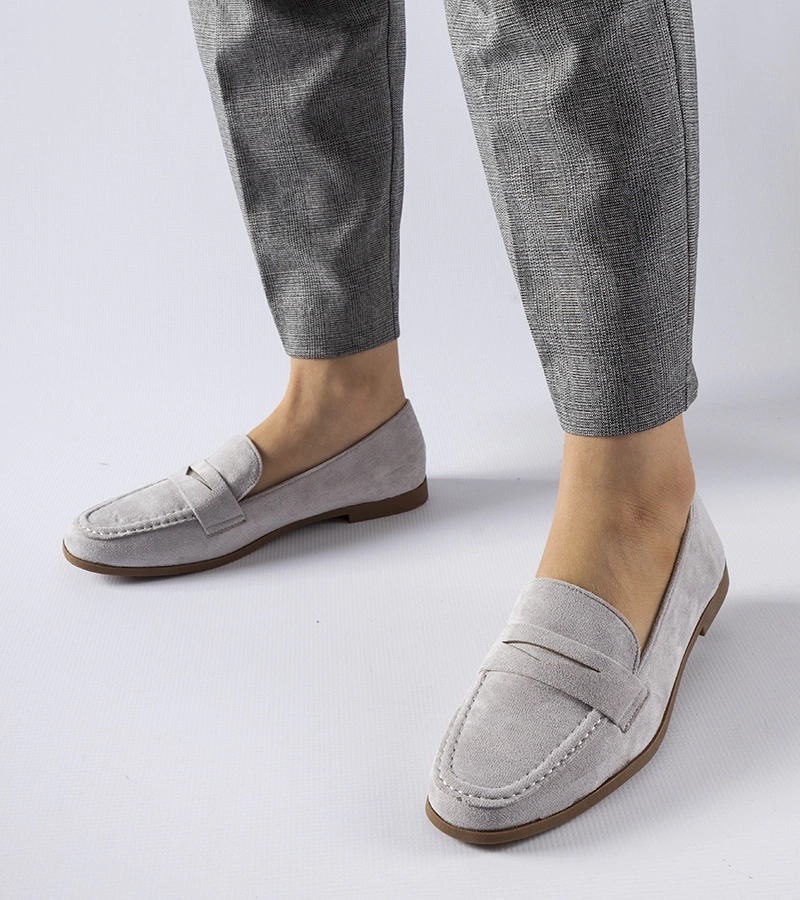 Mocasini gri din eco-suede Medford