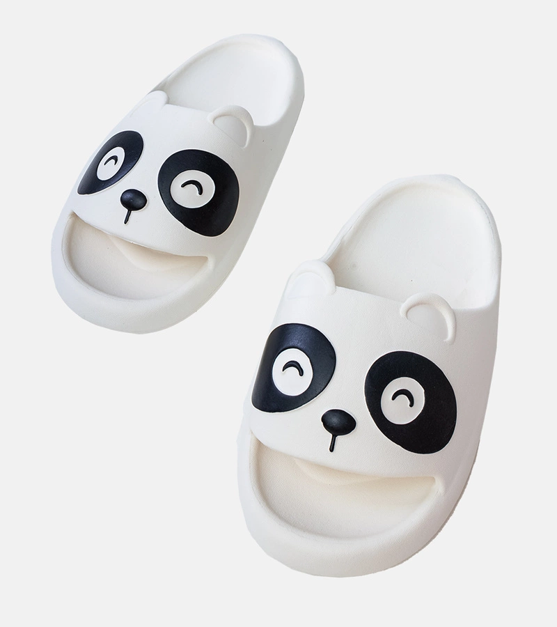 Papuci albi pentru copii cu motiv panda Ketti
