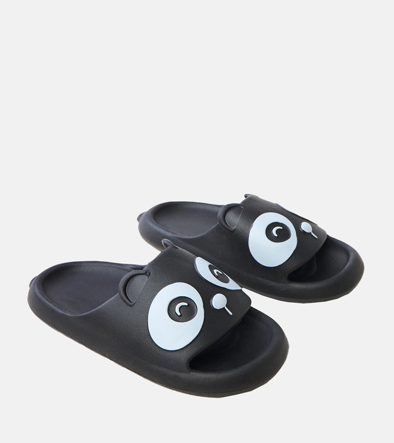 Papuci negri pentru copii cu motiv panda Ketti