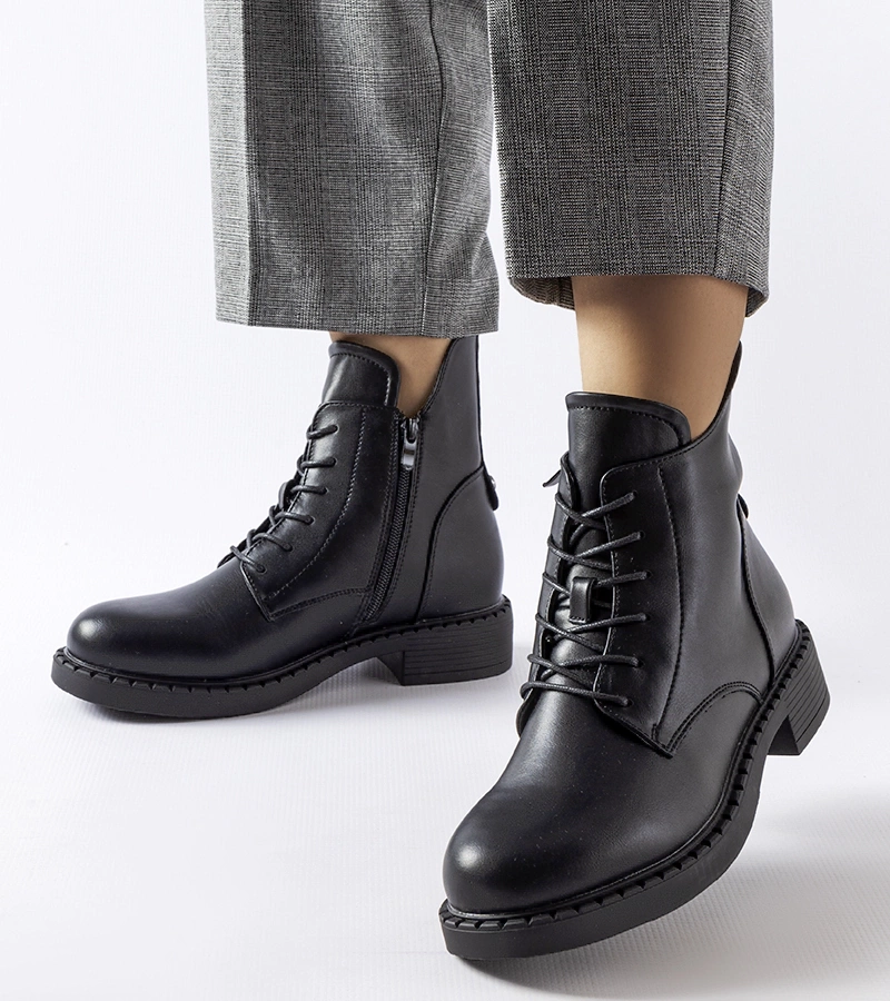 Botine negre plate asimetrice Solza