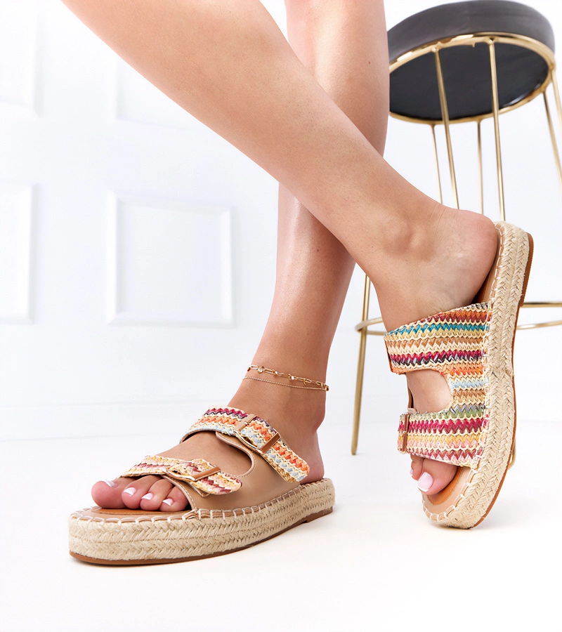 Espadrile croșetate multicolore cu catarame Kasina