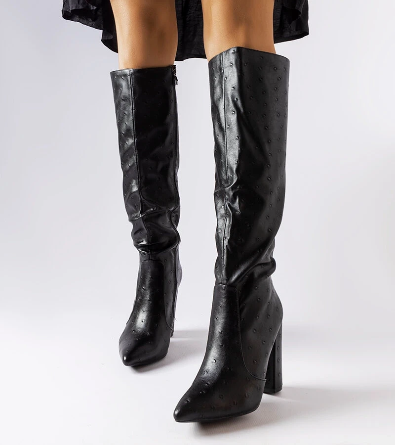 Cizme negre cu ștaif Delfina