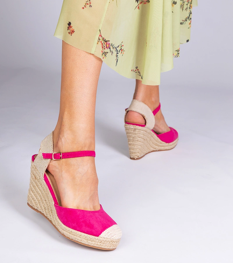 Sandale roz espadrile cu platformă Tedis