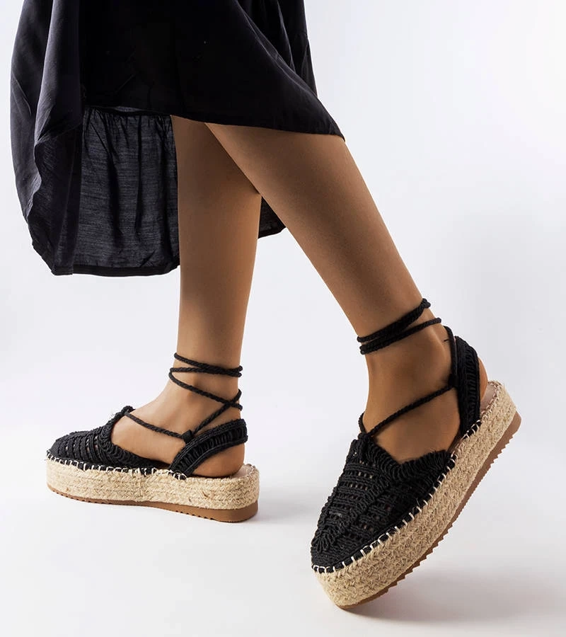 Espadrile negre legate de Partenia