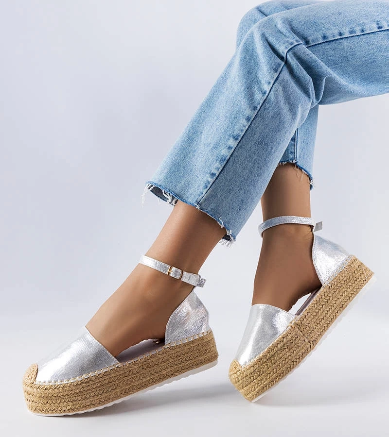 Espadrile cu platformă argintie Clousson