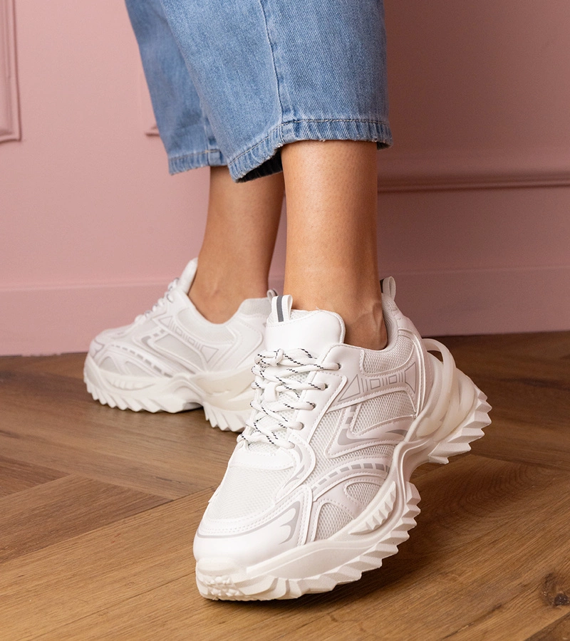 Adidași sportivi albi cu talpă groasă Lirana