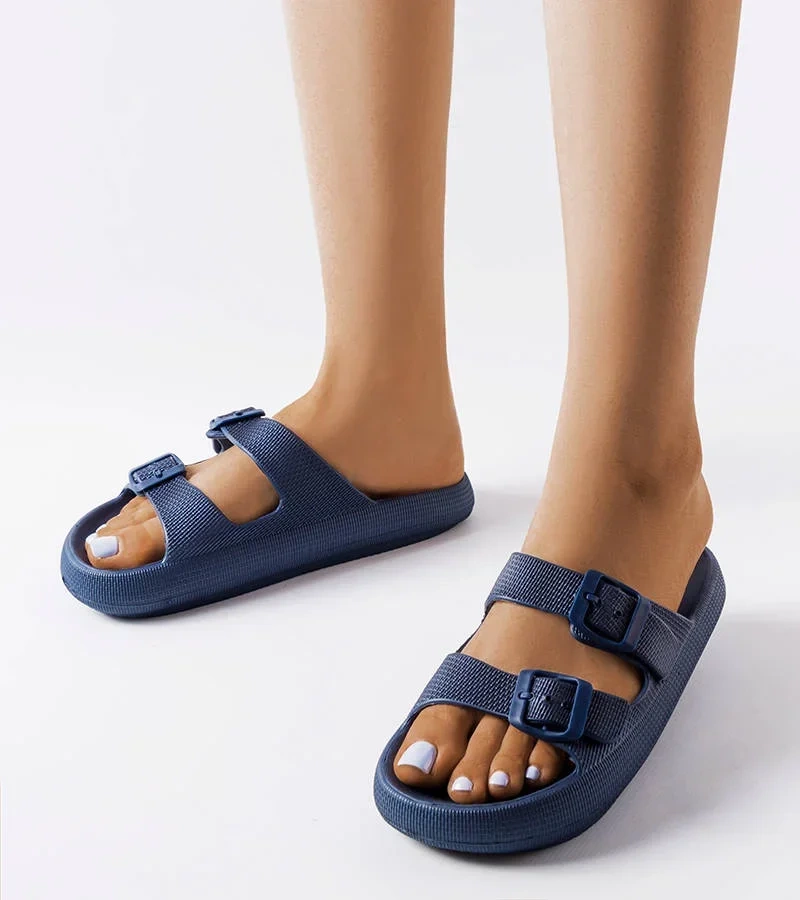 Papuci de cauciuc Padova albastru marin cu catarame