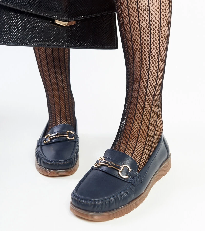 Mocasini albaștri cu o clema Anisah